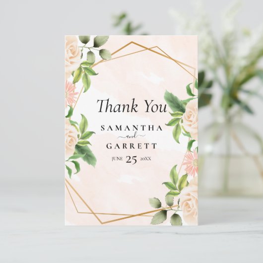 Gouden Lijst en Rozen Bedankkaart (Staand voorkant)