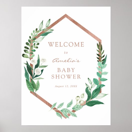 Gouden lijst Eucalyptus baby shower welkomstbord Poster (Voorkant)