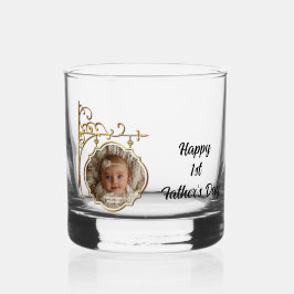 Gouden lijst foto 1e Vaderdag Whisky Glas