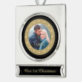 Gouden Lijst Foto Eerste Kerst Keepsake Verzilverd Banner Ornament (Links)