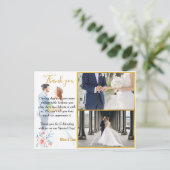 Gouden Lijst Foto's Waterverf bruiloft Dank u Briefkaart (Staand voorkant)