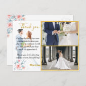 Gouden Lijst Foto's Waterverf bruiloft Dank u Briefkaart (Voorkant / Achterkant)