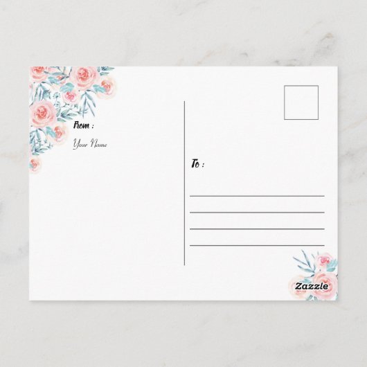 Gouden Lijst Foto's Waterverf bruiloft Dank u Briefkaart (Achterkant)