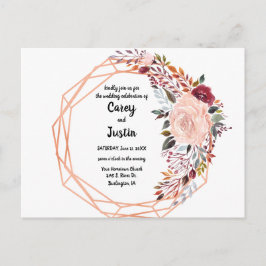 Gouden lijst geometrische bloem bruiloft uitnodiging briefkaart