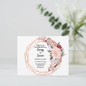 Gouden lijst geometrische bloemen bruiloft uitnodiging briefkaart (Staand voorkant)