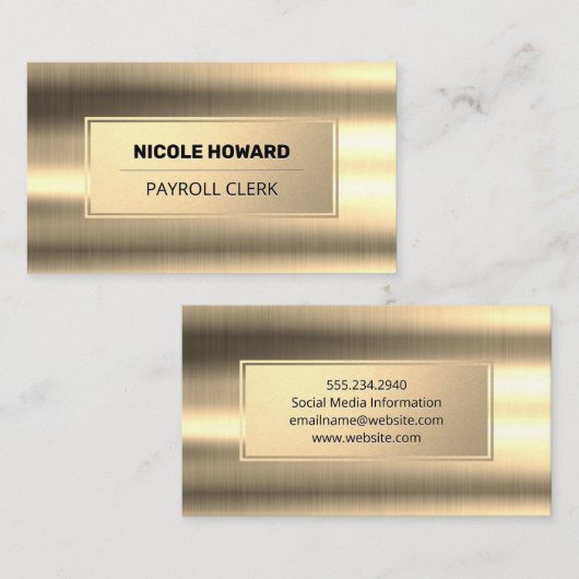 Gouden lijst | Gouden metalen achtergrond Visitekaartje (Voorkant / Achterkant)