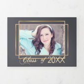 Gouden lijst grijze achtergrond Afstudeerfoto Drieluik Wenskaart (Cover)