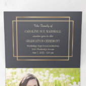 Gouden lijst grijze achtergrond Afstudeerfoto Drieluik Wenskaart (Binnenzijde eerst)