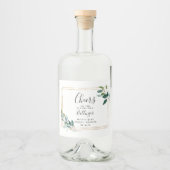 Gouden lijst groen eucalyptusbladeren likeurfles etiket (Voorkant)