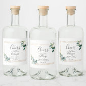 Gouden lijst groenblijvende eucalyptusbladeren likeurfles etiket (Flessen)