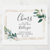 Gouden lijst groenblijvende eucalyptusbladeren  likeurfles etiket (Enkel label)