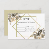 Gouden lijst herfstkleuren bloem bruiloft reactiek RSVP kaartje (Voorkant / Achterkant)