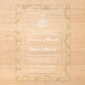 Gouden Lijst  islamitische islamitische bruiloft Acryl Uitnodigingen (Voorkant)