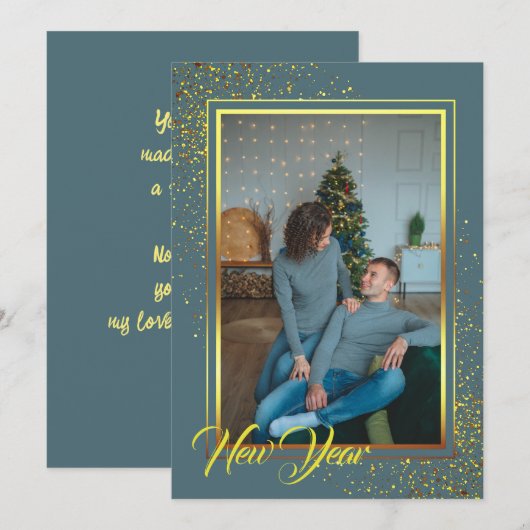 Gouden lijst Kerstfoto Vakantie Kaart (Voorkant / Achterkant)