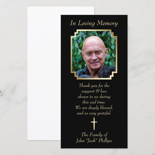 Gouden lijst kruis condoleance bedankt (Voorkant / Achterkant)