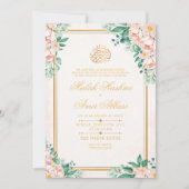 Gouden Lijst Lichte Bloemen Islamitische Moslim Hu Kaart (Voorkant)