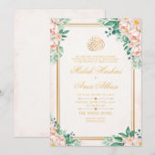 Gouden Lijst Lichte Bloemen Islamitische Moslim Hu Kaart (Voorkant / Achterkant)