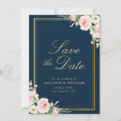 gouden lijst marineslaan bloesem sparen de datumka kaart (Voorkant)