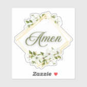 Gouden lijst met Amen-woord en bloemen Sticker (Vel)