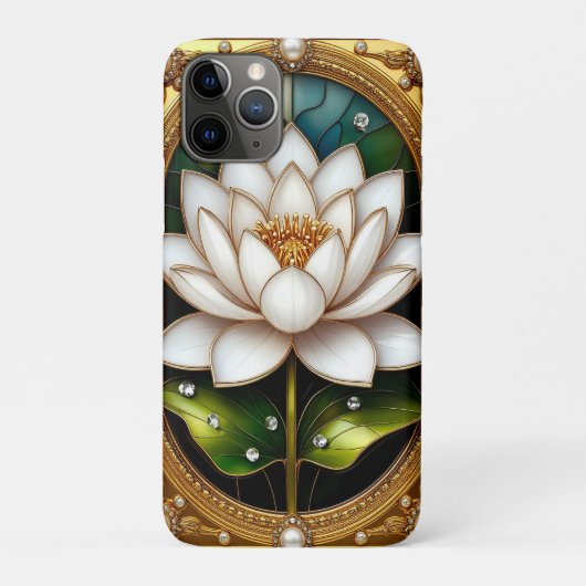 Gouden lijst met bloem- en parelontwerp Case-Mate iPhone case (Achterkant)