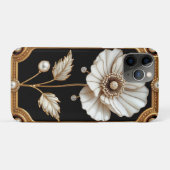 Gouden lijst met bloem- en parelontwerp Case-Mate iPhone case (Achterkant (horizontaal))