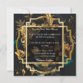 Gouden Lijst met Bloemen Huwelijksuitnodiging Kaart (Achterkant)