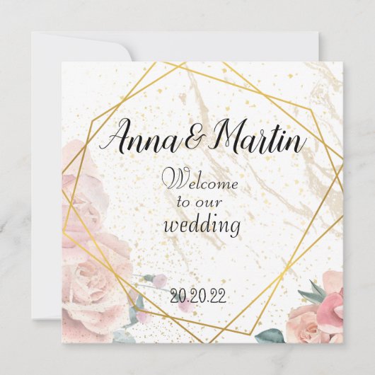 gouden lijst met bloemen kaart (Voorkant)