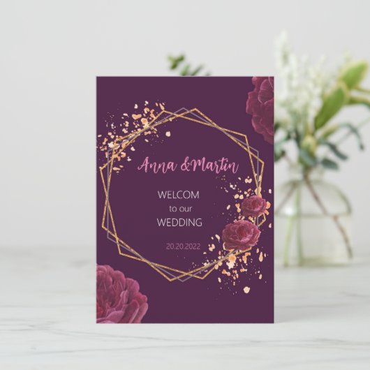 gouden lijst met bloemen op een kruit (Staand voorkant)