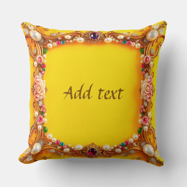 Gouden Lijst met edelstenen en Rozen Kussen (Voorkant)