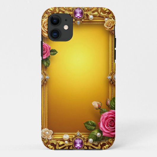 Gouden Lijst met elegante Rozen en parels Case-Mate iPhone Case (Achterkant)