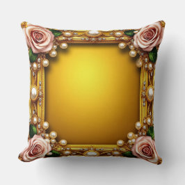 Gouden lijst met elegante rozen en parels kussen