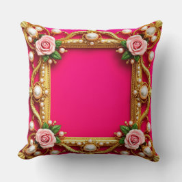 Gouden Lijst met elegante Rozen en parels Kussen