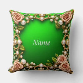 Gouden Lijst met elegante Rozen en parels Kussen