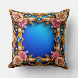 Gouden Lijst met elegante Rozen en parels Kussen