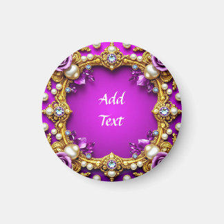 Gouden Lijst met elegante Rozen en parels Magneet