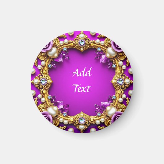 Gouden Lijst met elegante Rozen en parels Magneet (Voorkant)