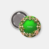 Gouden lijst met elegante rozen en parels magneet (Voorkant / Achterkant)