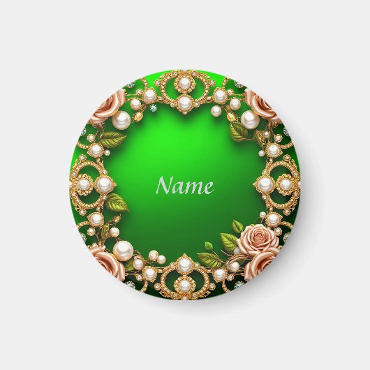 Gouden lijst met elegante rozen en parels magneet (Voorkant)