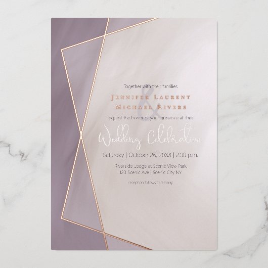 gouden lijst met gemuteerde pellets roos goud folie uitnodiging (Voorkant)