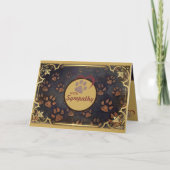 Gouden Lijst met hart en voetafdruk Pet Sympathy Kaart (Voorkant)