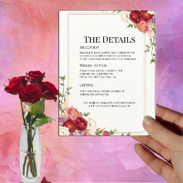 Gouden lijst met mooie bloemen Huwelijksdetailkaar Kaart