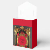 Gouden lijst met rode rozen, gotische bruiloft bedankdoosjes (Geopend)