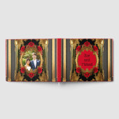 Gouden lijst met rode rozen, gotische foto bruilof gastenboek (Volledig)