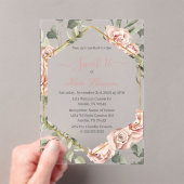 Gouden lijst met rozen Sweet 16 Party Acryl Uitnodigingen (Insitu (Draagbaar))