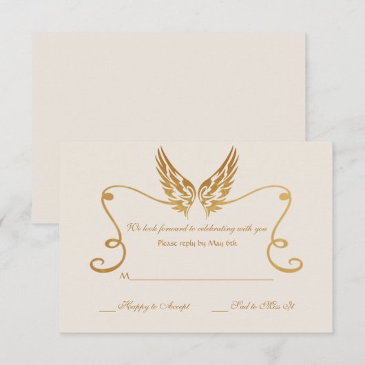 Gouden Lijst met vleugels Response Kaart (Voorkant / Achterkant)