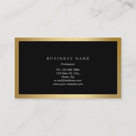 Gouden Lijst Minimal Zwart Metallic Visitekaartje (Achterkant)
