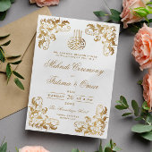 Gouden Lijst Moslim Islamitische Mehndi Ceremonie Kaart