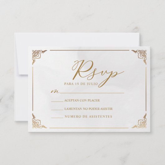 Gouden Lijst Motief Nuestra Boda Spaans Huwelijk R Kaart (Voorkant)