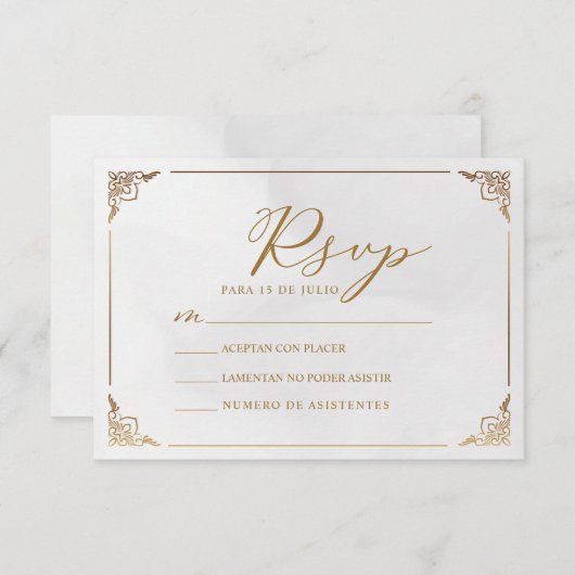 Gouden Lijst Motief Nuestra Boda Spaans Huwelijk R Kaart (Voorkant / Achterkant)