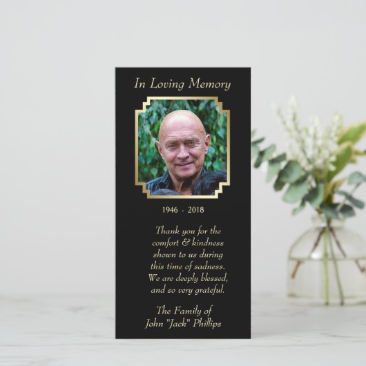 Gouden Lijst op Black Sympathy Bedankt (Staand voorkant)